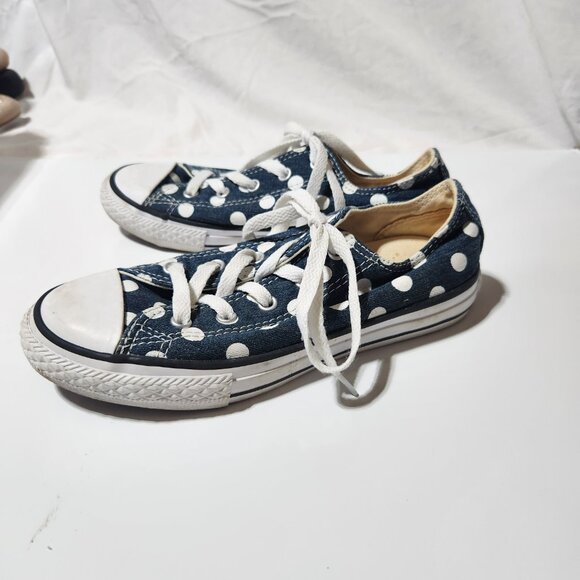 Converse All Star Girls Sneakers – Navy Polka Dot (Size 2) - Picture 5 of 9